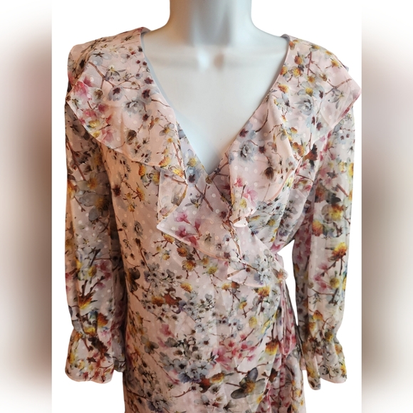 Ted Baker London Pink Jasmine Floral Printed Wrap Dress Size 3 (6-8) - Picture 2 of 7